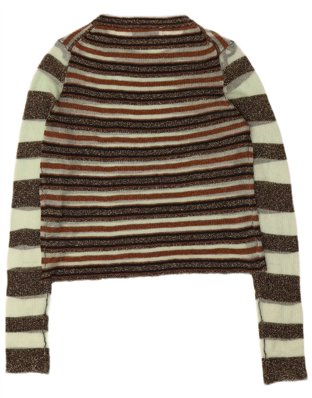 Top corto da donna Zara a maniche lunghe UK 12 medio a righe multicolore