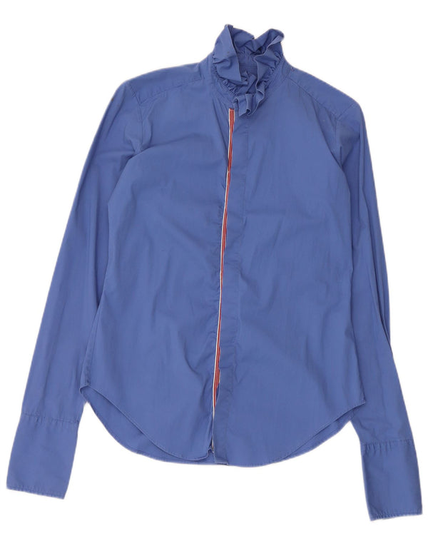 Camicetta camicia slim fit da donna Ralph Lauren US 10 grande cotone blu