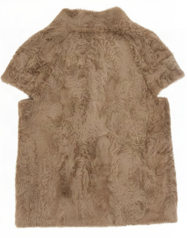 Giacca vintage da donna in pelliccia sintetica aperta IT 44 Poliestere grigio medio