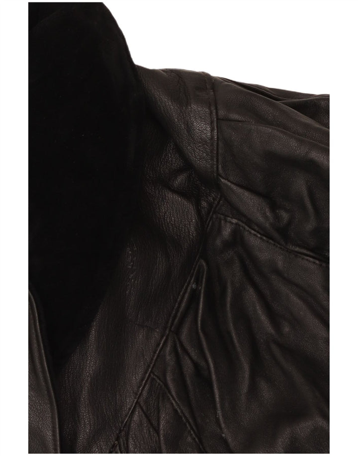 Cappotto vintage in pelle di pipistrello da donna UK 16 grande nero