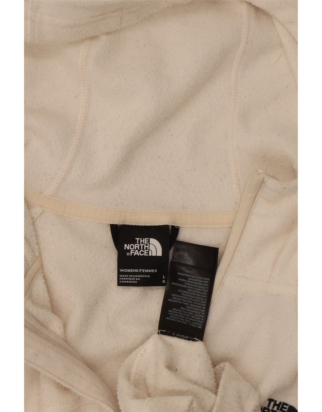 THE NORTH FACE Giacca in pile con cappuccio da donna UK 16 Large Poliestere bianco