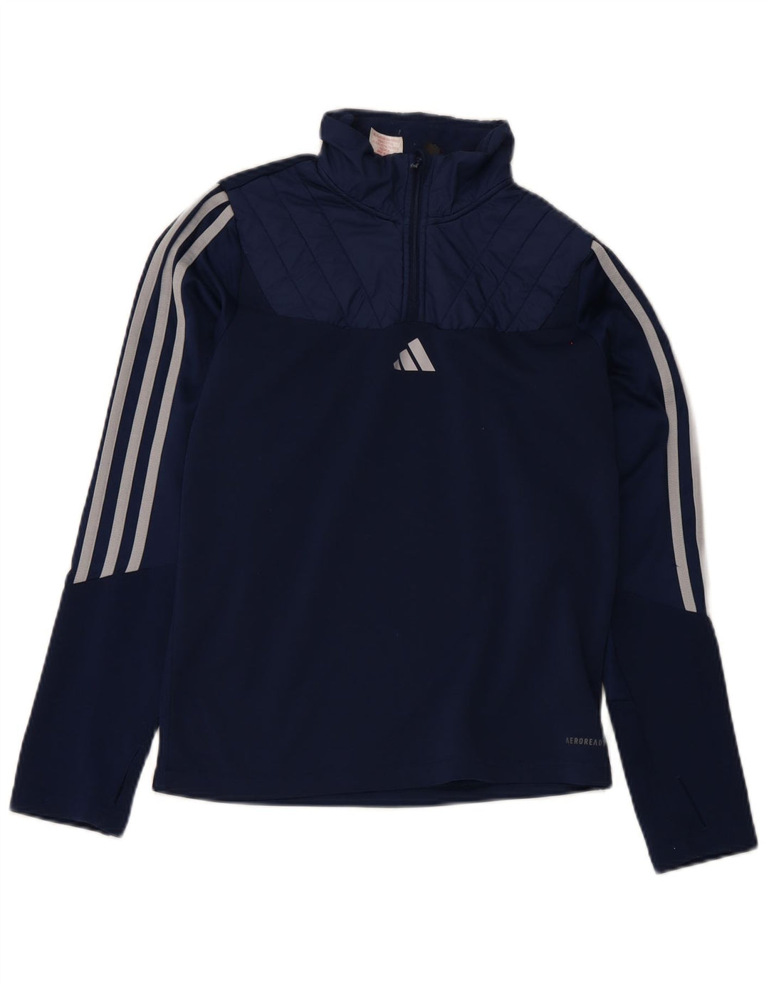 Top della tuta da ginnastica Adidas Aeroready Zip Neck Pullover da bambino 13-14 anni Blu navy