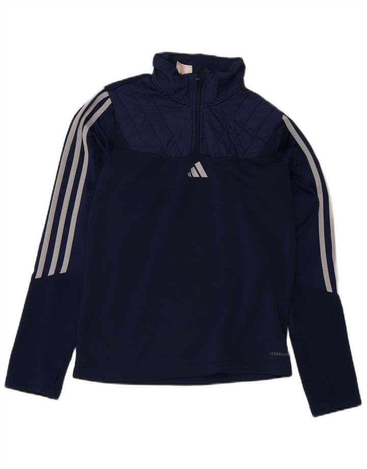 Top della tuta da ginnastica Adidas Aeroready Zip Neck Pullover da bambino 13-14 anni Blu navy