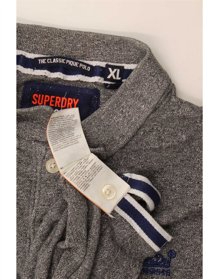 Polo da uomo Superdry XL in cotone chiazzato grigio