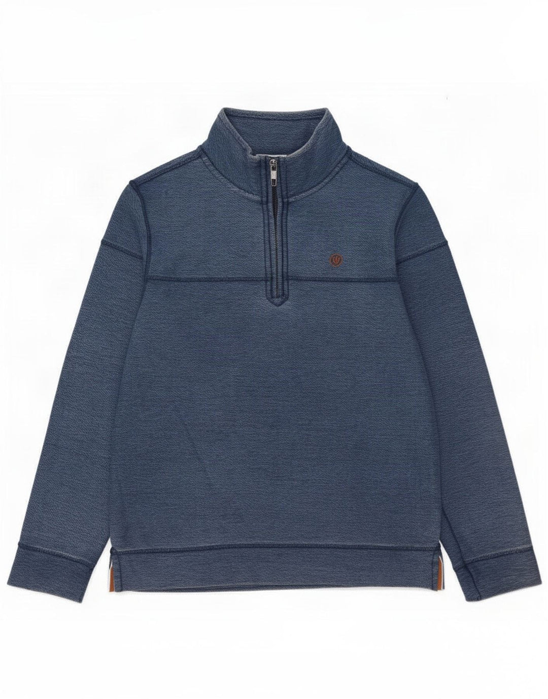 Felpa da uomo con collo con zip Fat Face, maglione piccolo in cotone blu