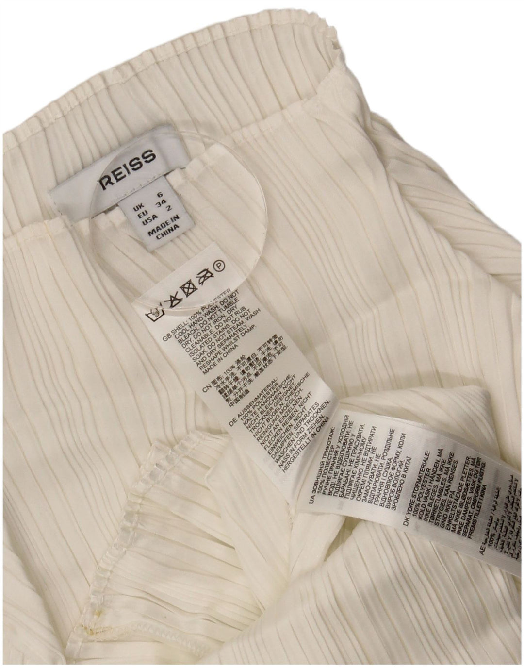 Top da donna a manica lunga Reiss UK 6 XS poliestere bianco