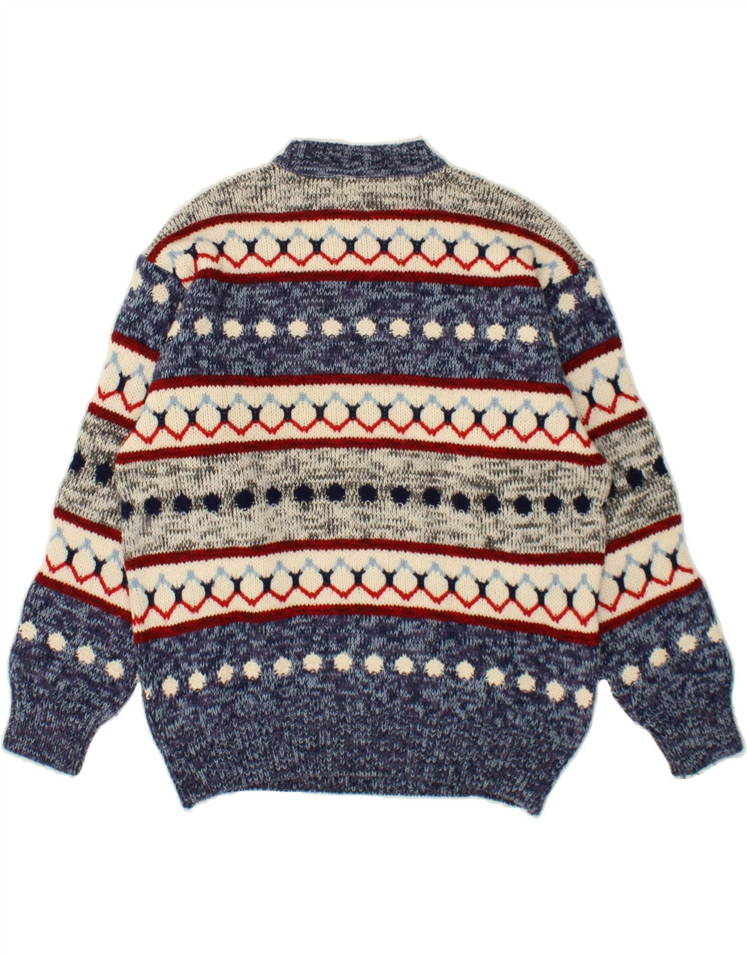 SEVRES Maglione girocollo da uomo IT 50 Lana Fair Isle blu medio