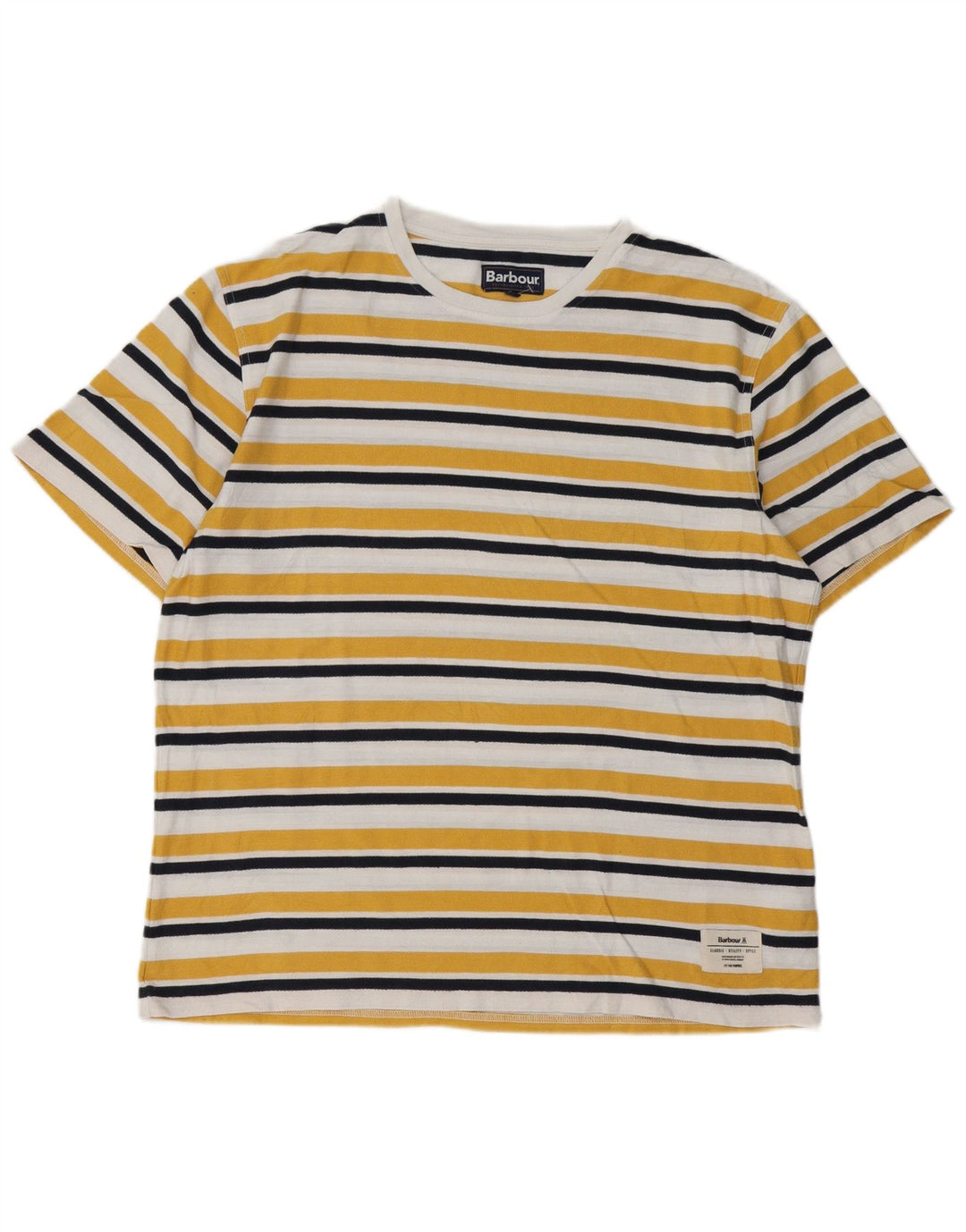 T-shirt da uomo Barbour Top XL in cotone a righe gialle