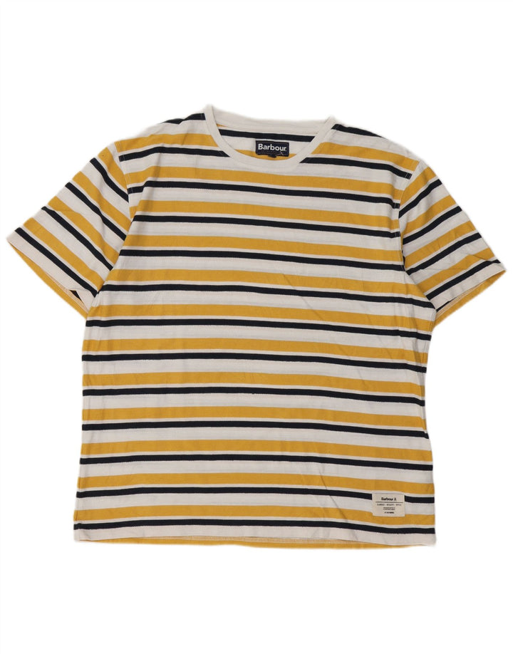 T-shirt da uomo Barbour Top XL in cotone a righe gialle