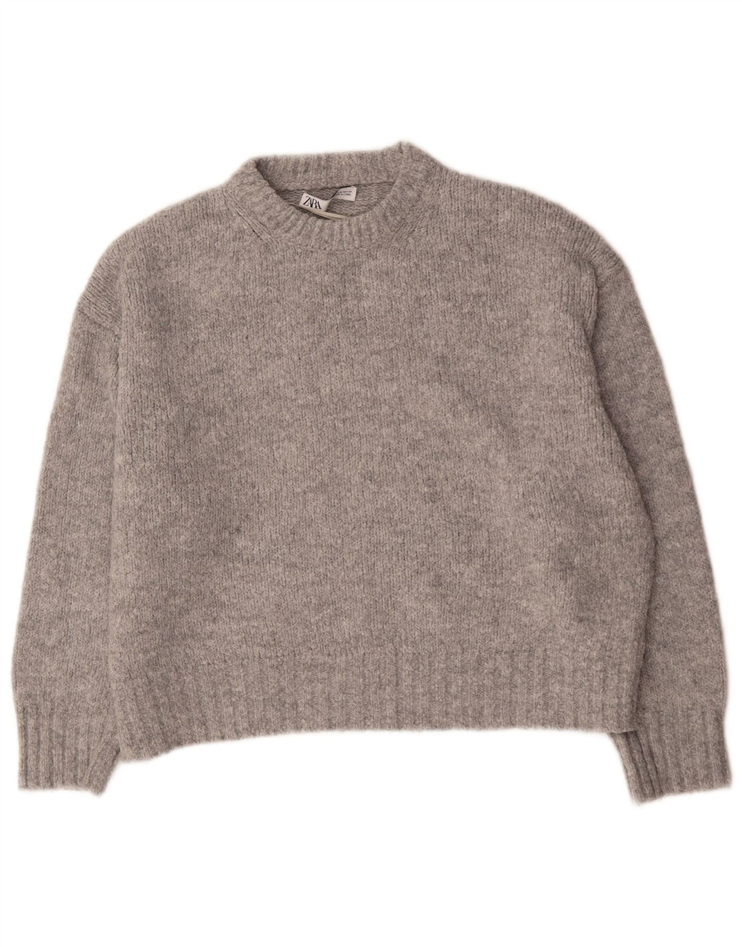 Maglione girocollo oversize da donna Zara UK 14 Acrilico grigio medio