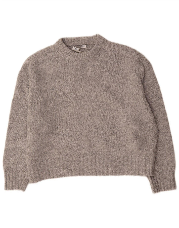 Maglione girocollo oversize da donna Zara UK 14 Acrilico grigio medio