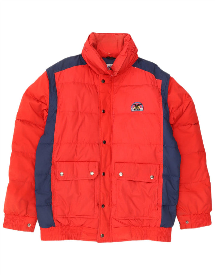 SALEWA Giacca imbottita con cappuccio da uomo UK 40 Large Rosso Colourblock Poliestere