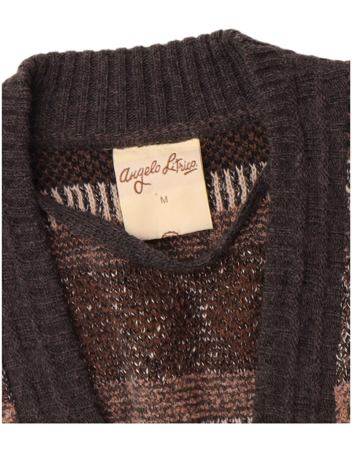 Angelo Litrico Maglione Cardigan Uomo Lana Geometrica Media Multicolore