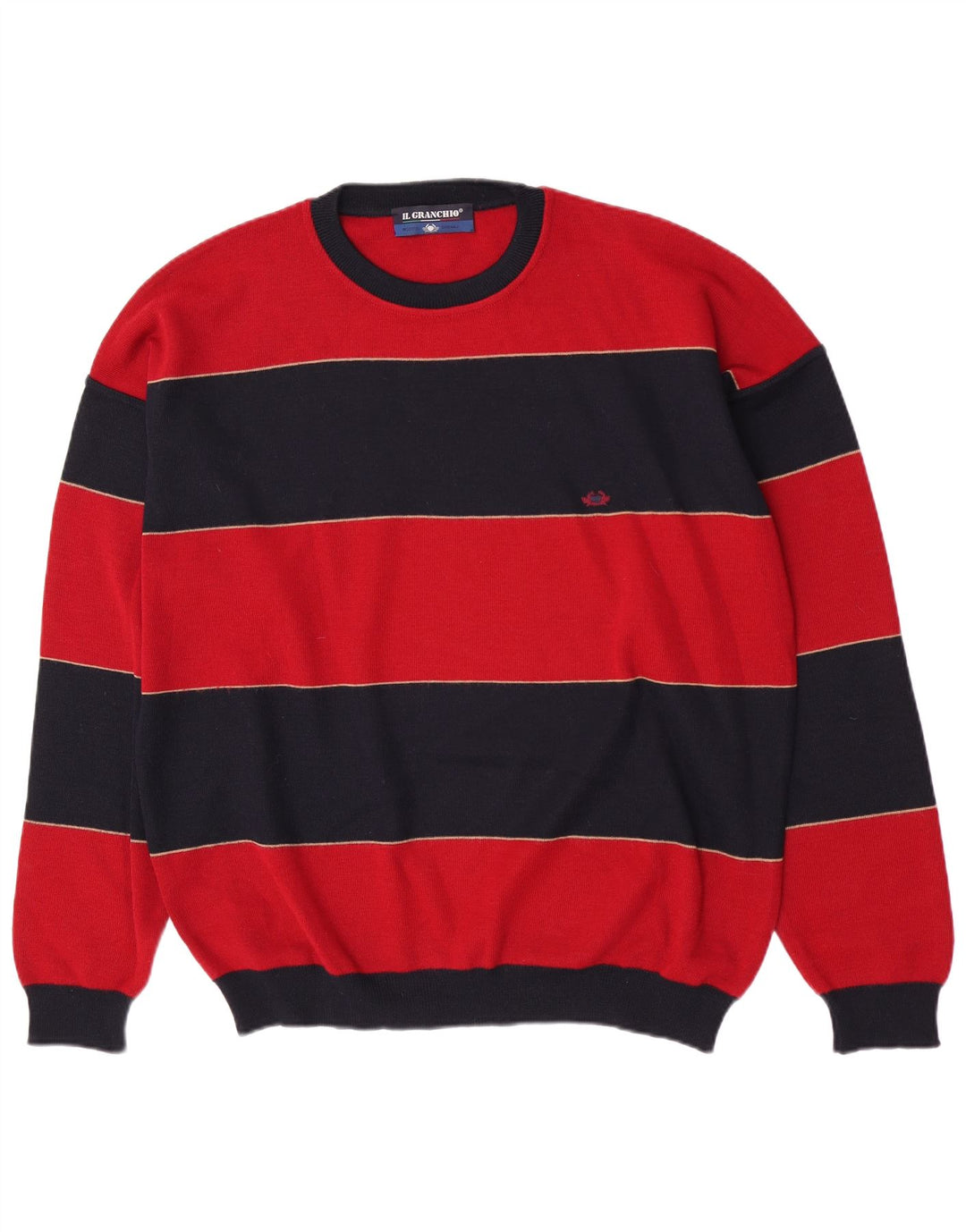 Maglione da uomo girocollo Il Granchio XL in lana a righe rosse