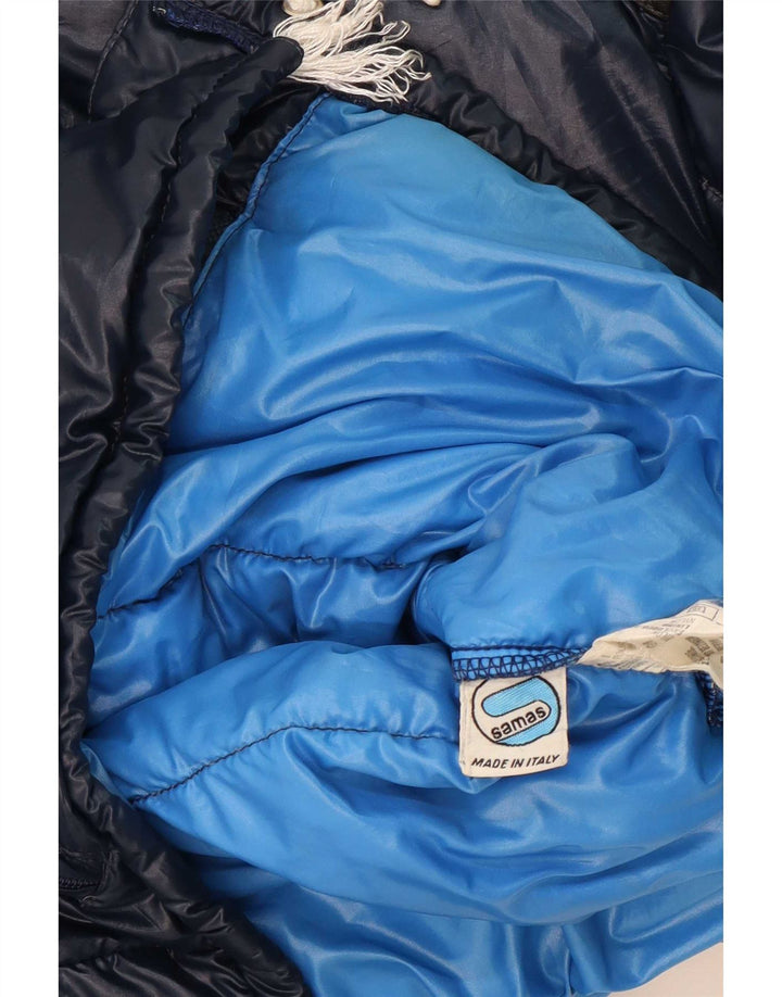 Giacca imbottita con cappuccio da uomo Samas UK 40 Large blu navy in poliammide a blocchi di colore