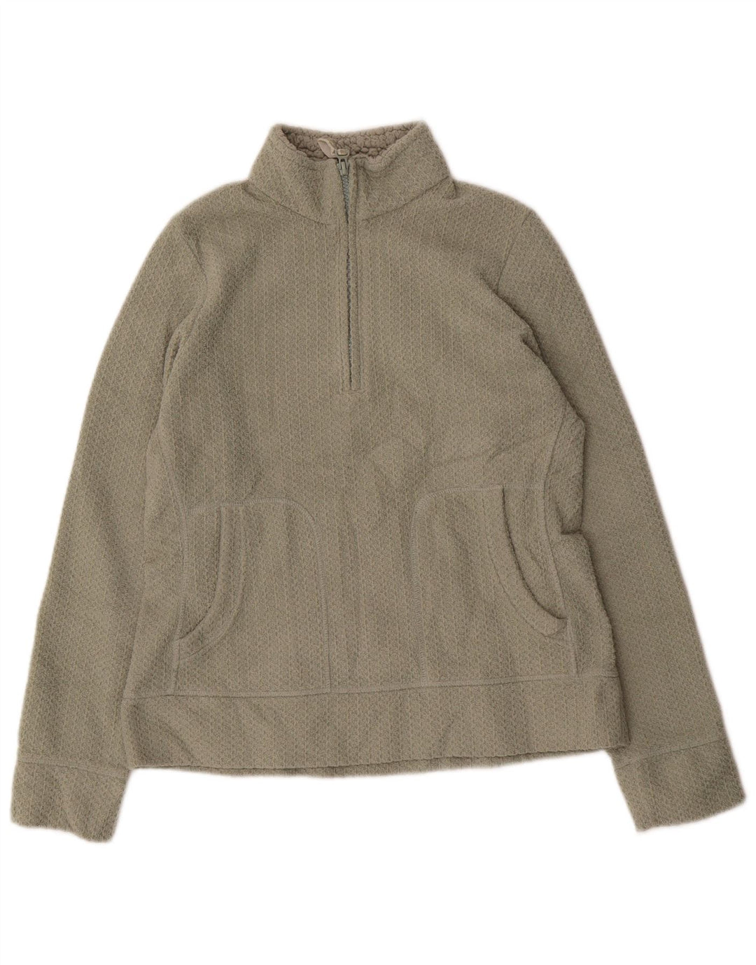Felpa da donna Marks & Spencer con zip e collo, taglia UK 12, media, kaki