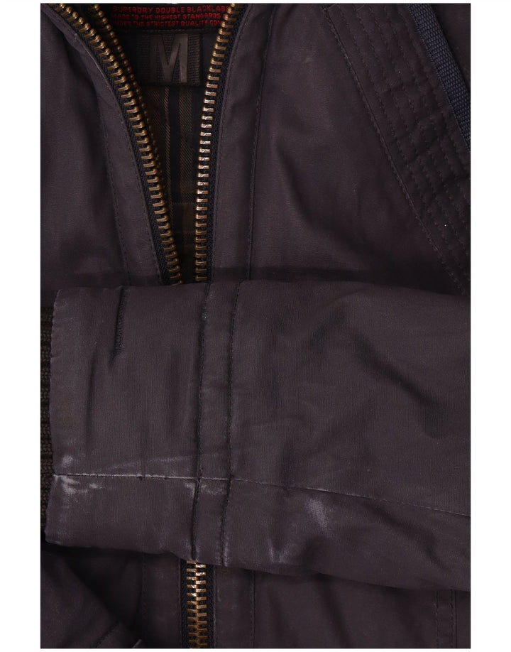 Giacca a vento con cappuccio da donna Superdry UK 14 cotone medio blu navy