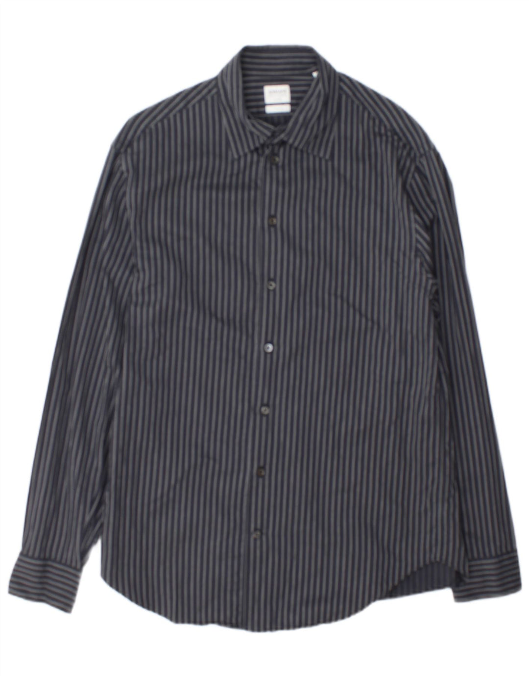 Camicia Uomo Armani Collezioni Cotone Gessato Grigio Medio