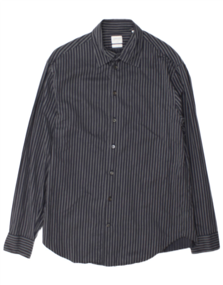 Camicia Uomo Armani Collezioni Cotone Gessato Grigio Medio