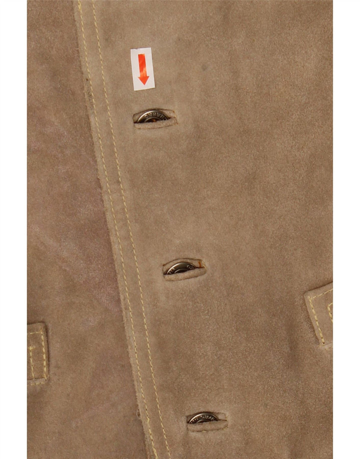 Gilet da uomo in pelle scamosciata El Charro in pelle beige medio