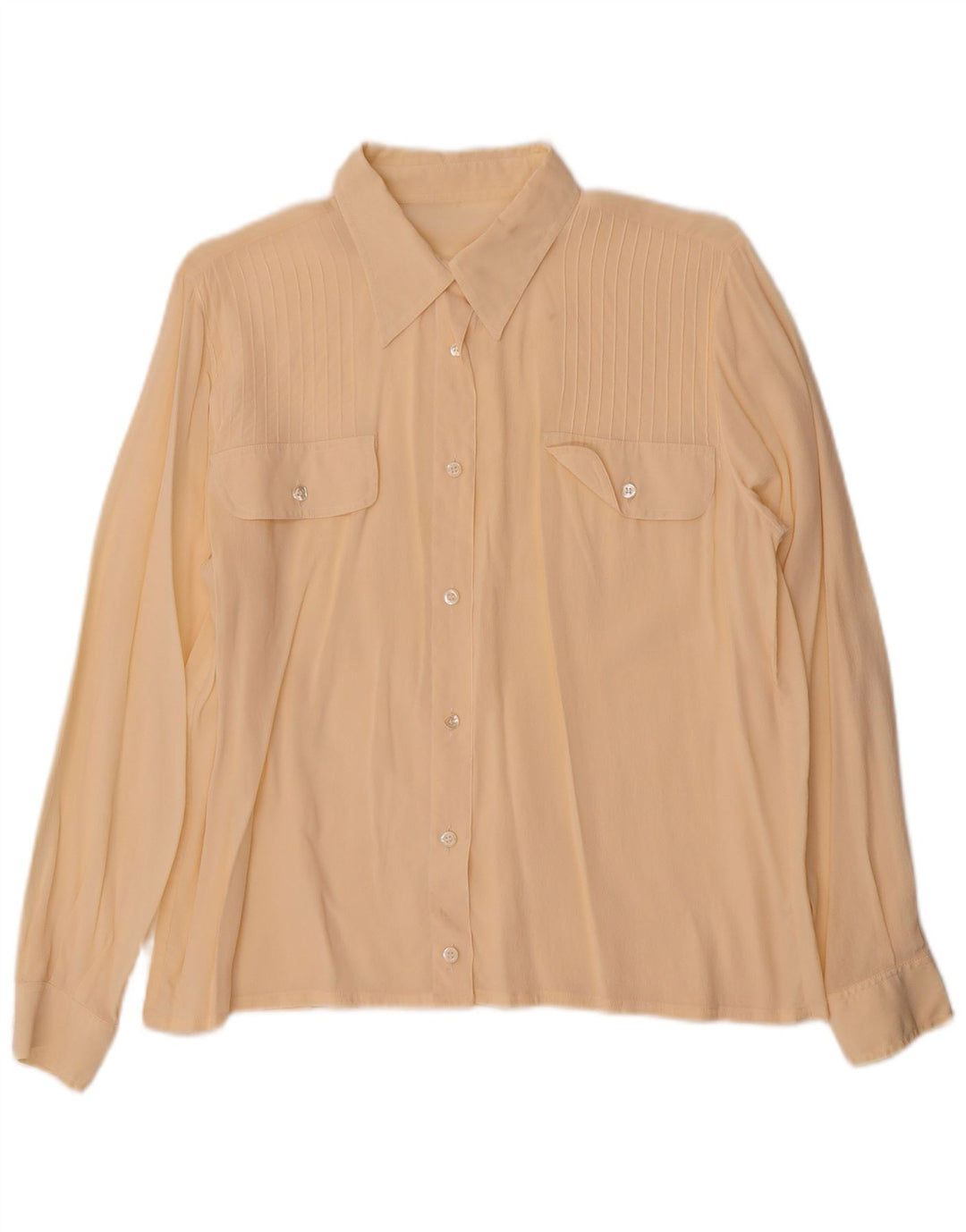 Camicetta camicia vintage da donna UK 16 grande beige