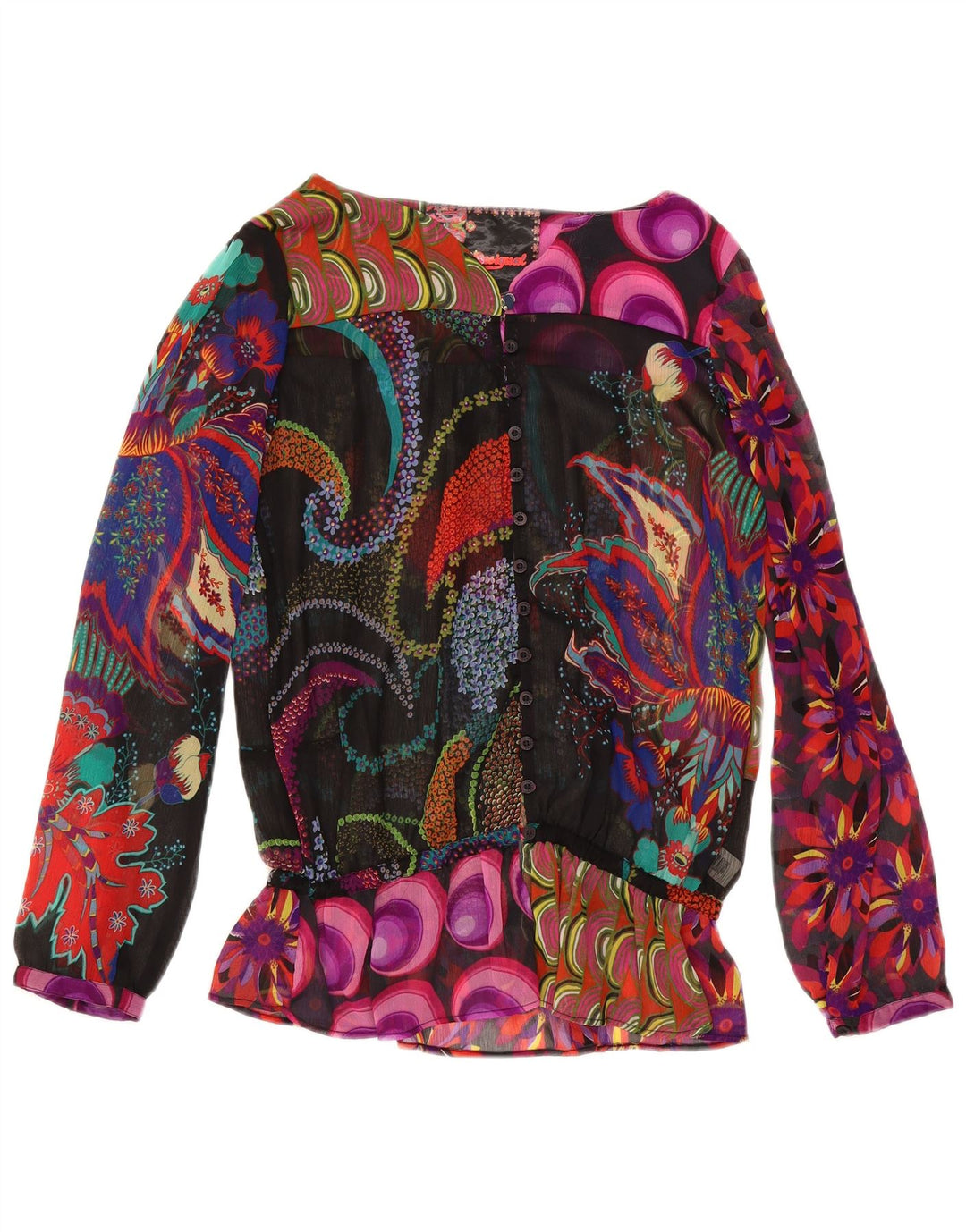 Desigual donna modello astratto camicetta top UK 18 XL multicolore