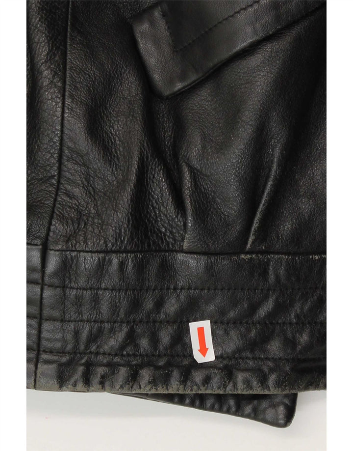 Giacca in pelle vintage da donna UK 14 grande nera