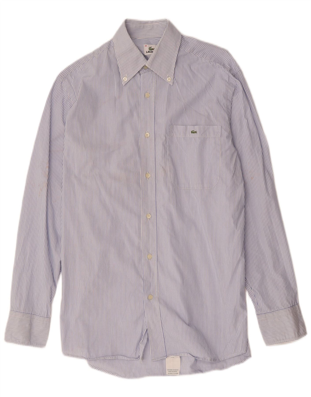 Camicia da uomo Lacoste taglia 39 cotone gessato blu medio