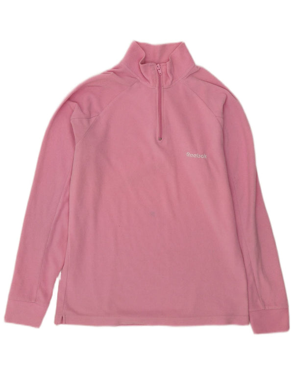 Maglione in pile Reebok da donna con collo a zip UK 16 Large Rosa Poliestere