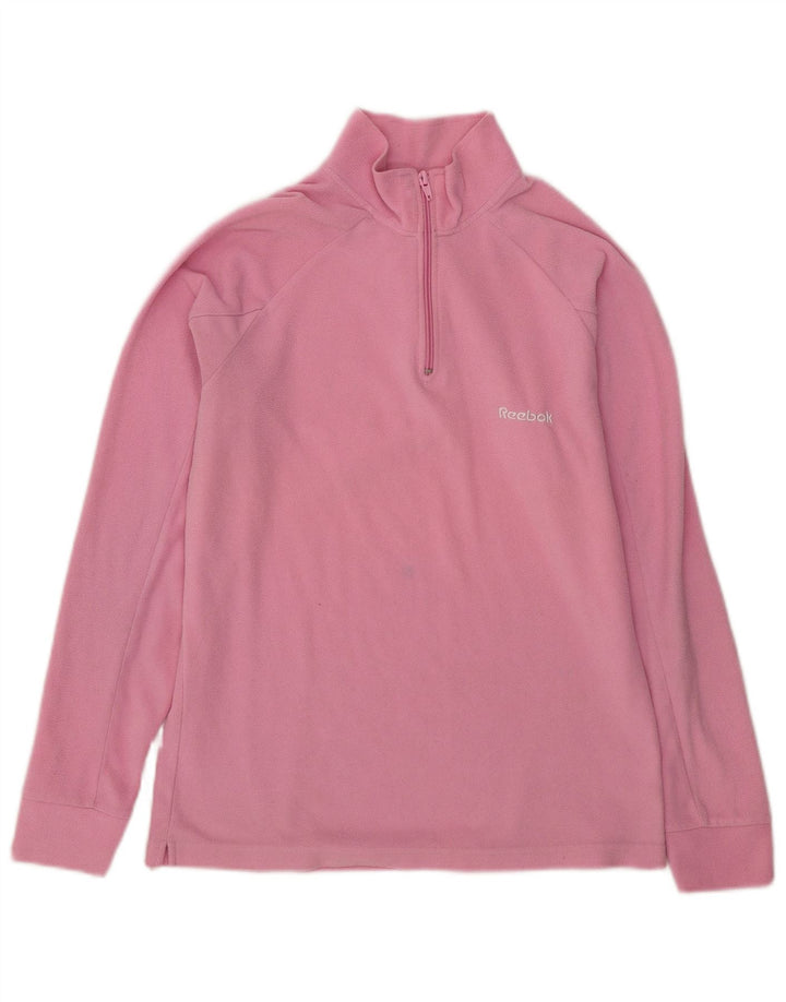 Maglione in pile Reebok da donna con collo a zip UK 16 Large Rosa Poliestere