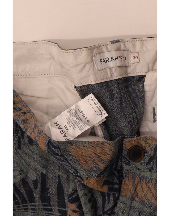 Pantaloncini chino da uomo Farah W34 grande cotone floreale multicolore