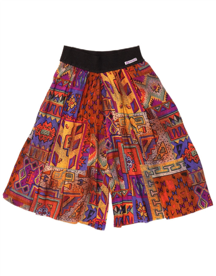 Pantaloncini casual vintage a vita alta da donna W26 piccolo patchwork multicolore