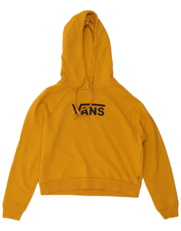 Felpa con cappuccio grafica oversize corta da donna VANS UK 10 piccola in cotone giallo