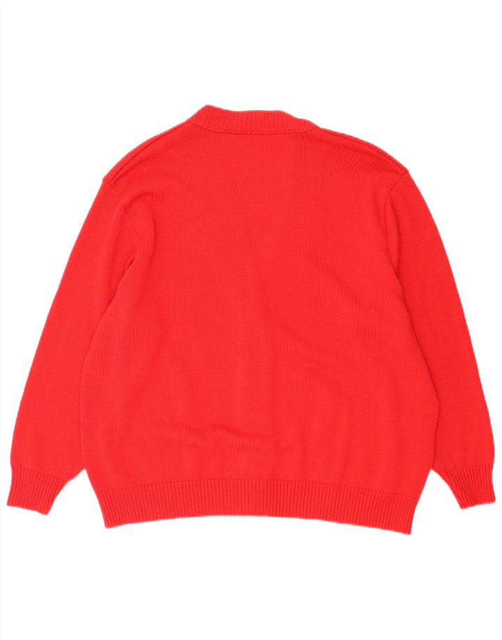 Maglione cardigan oversize da donna VINTAGE UK 18 XL Rosso