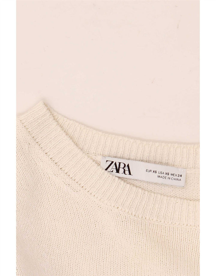 Top corto da donna Zara manica lunga UK 6 XS bianco