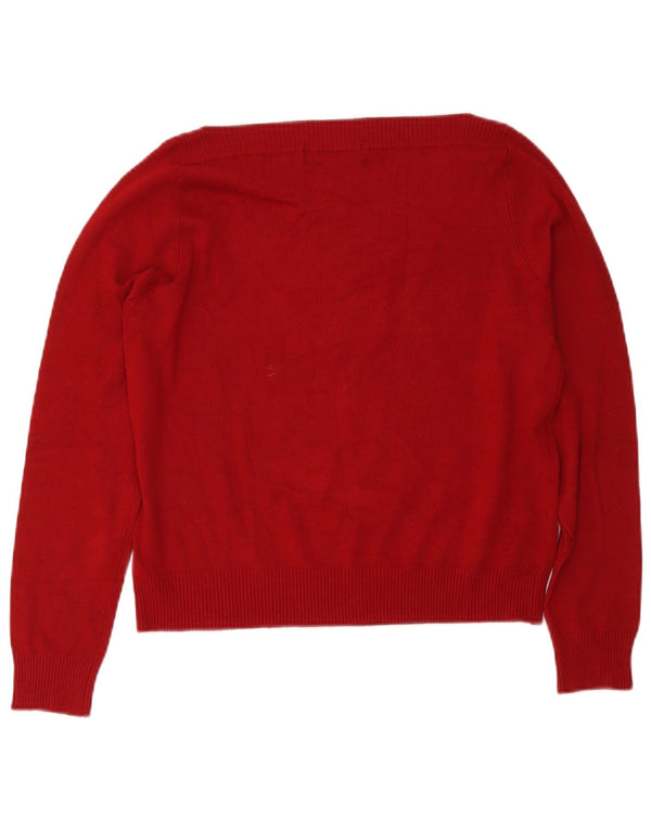Maglione Zara da donna, vestibilità regolare, con scollo a barca, UK 12, rayon rosso medio