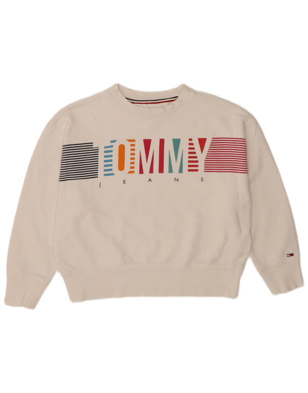 Felpa grafica da donna Tommy Hilfiger Jumper UK 14 Medium White