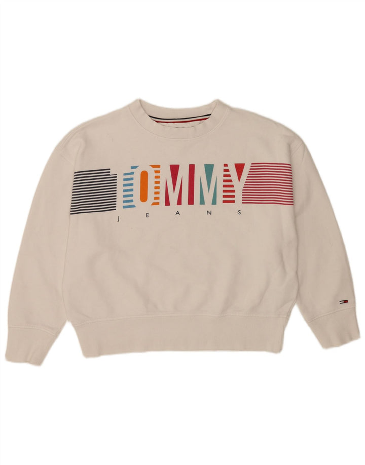 Felpa grafica da donna Tommy Hilfiger Jumper UK 14 Medium White