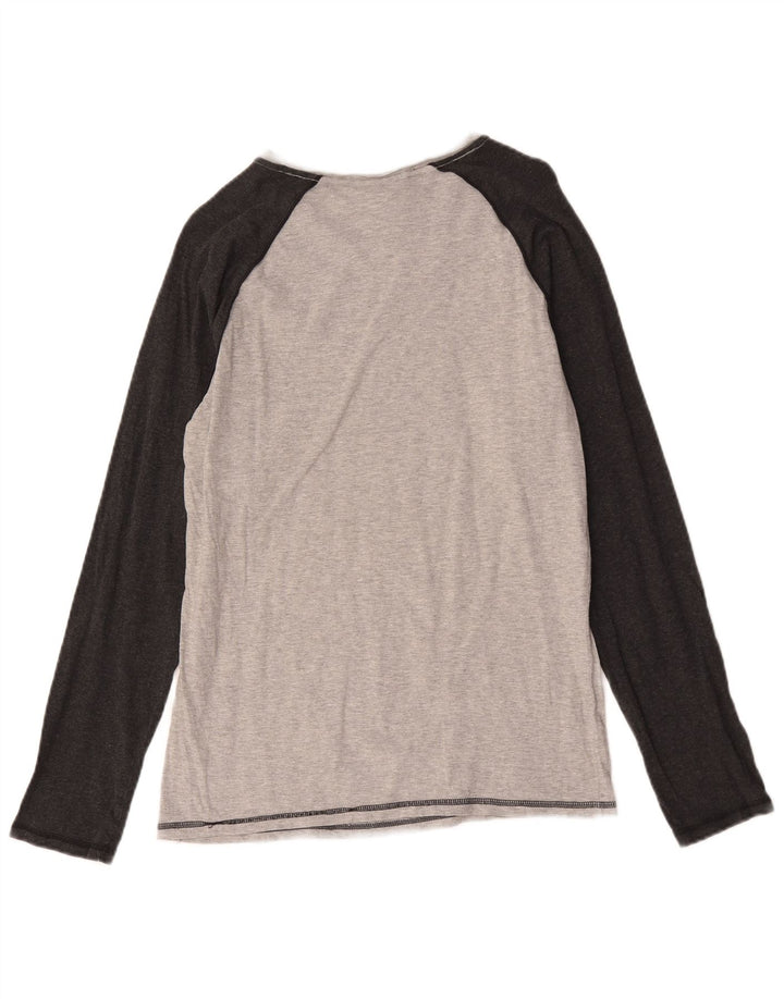 Calvin Klein Maglietta grafica da uomo a maniche lunghe in cotone color block grigio medio