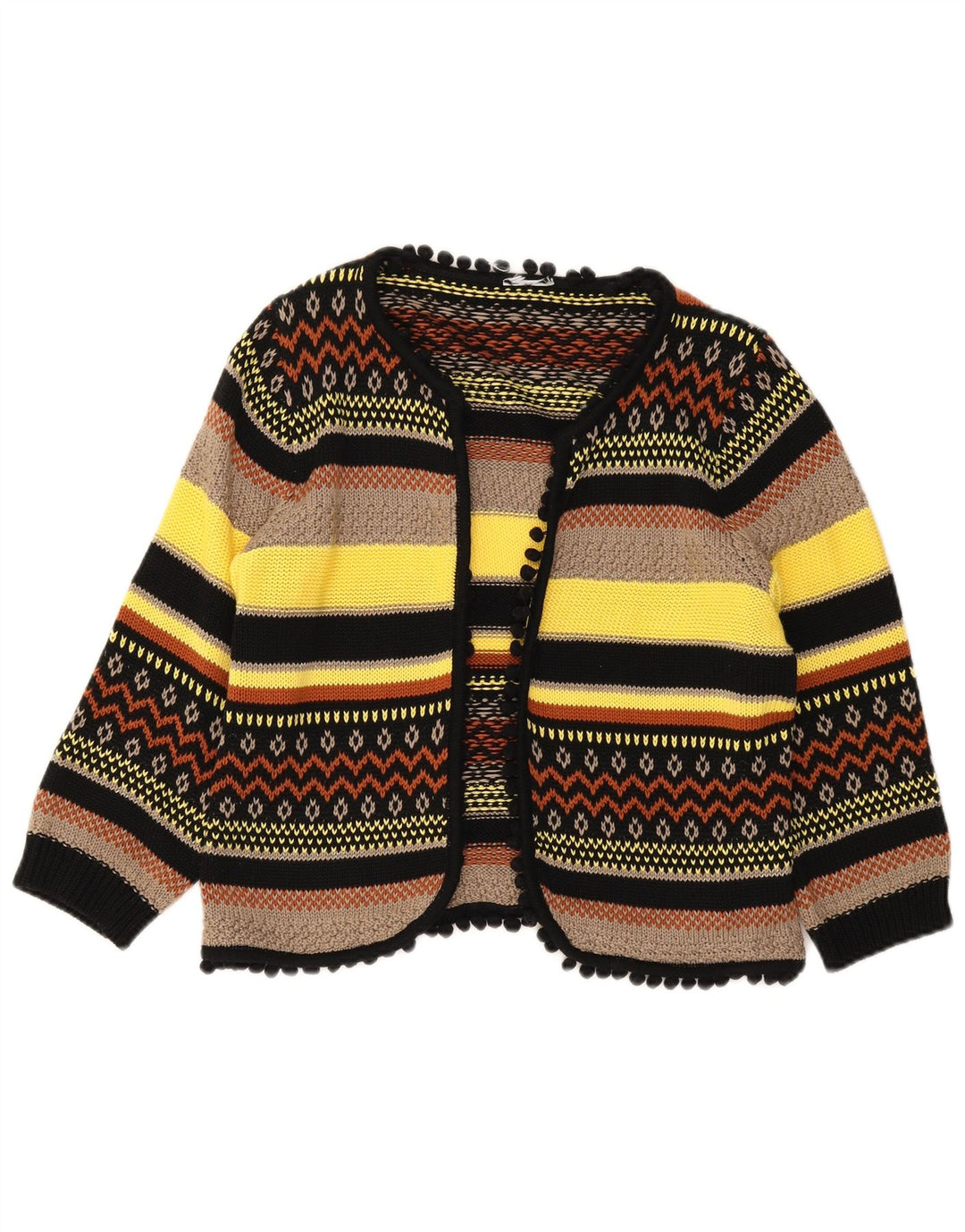 Maglione Bolero vintage da donna UK 14 medio multicolore geometrico