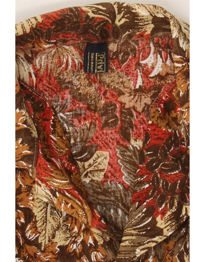 Camicia a maniche corte da uomo Privilegi in cotone floreale marrone medio