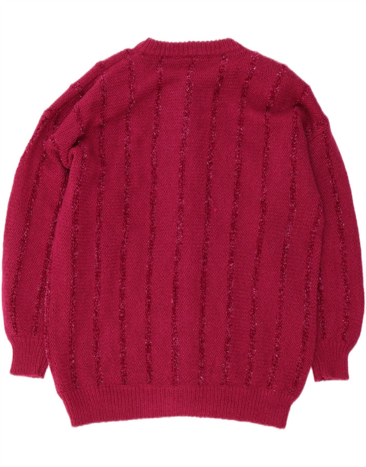 NEW FAST Womens Oversized Cardigan Sweater UK 16 Large Pink Acrylic