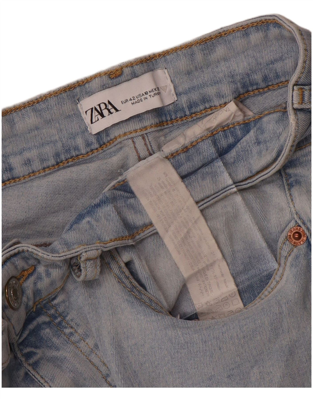 Jeans svasati da donna Zara EU 42 Large W32 L27 cotone blu