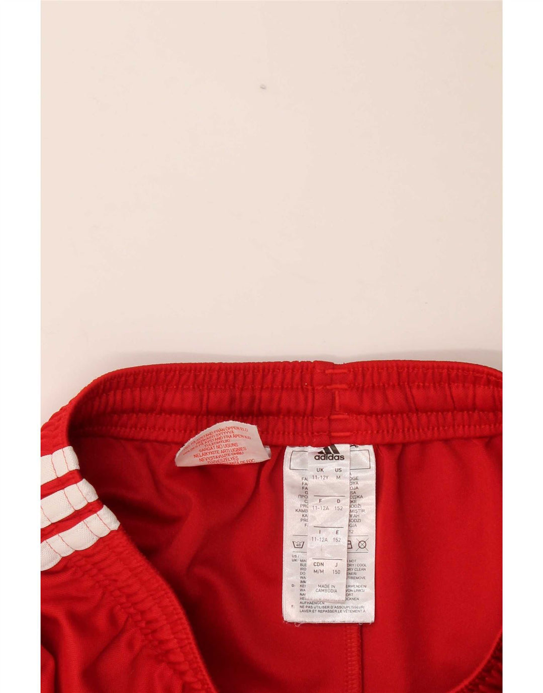Pantaloncini sportivi Adidas Aeroready da ragazzo 11-12 anni in poliestere rosso
