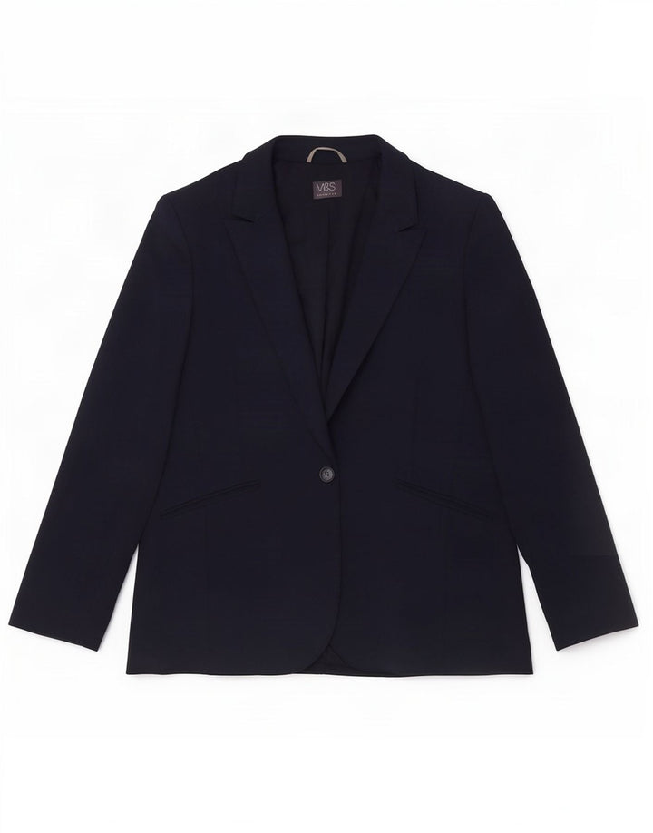 Giacca blazer a 1 bottone Marks & Spencer da donna UK 22 3XL poliestere blu navy