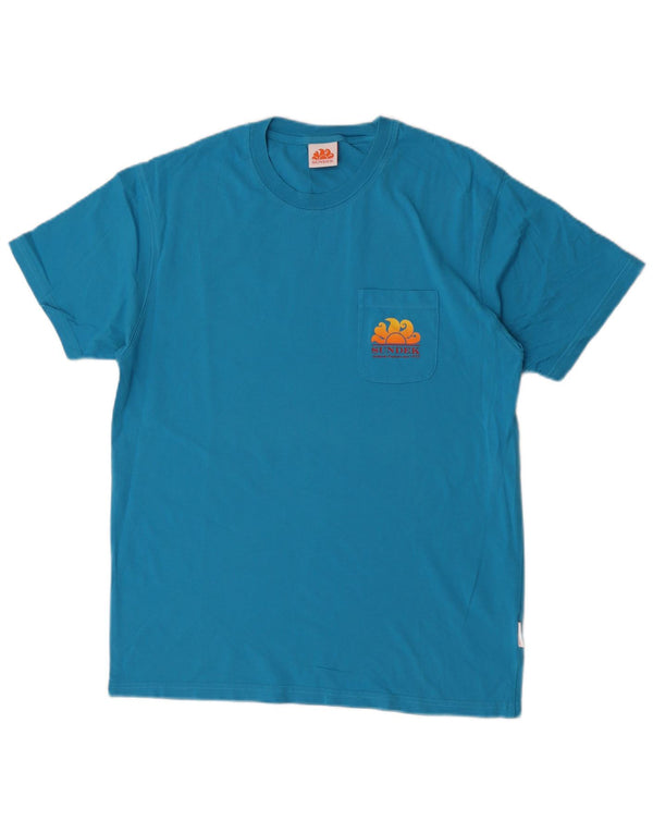 T-shirt grafica da uomo Sundek Top grande in cotone blu