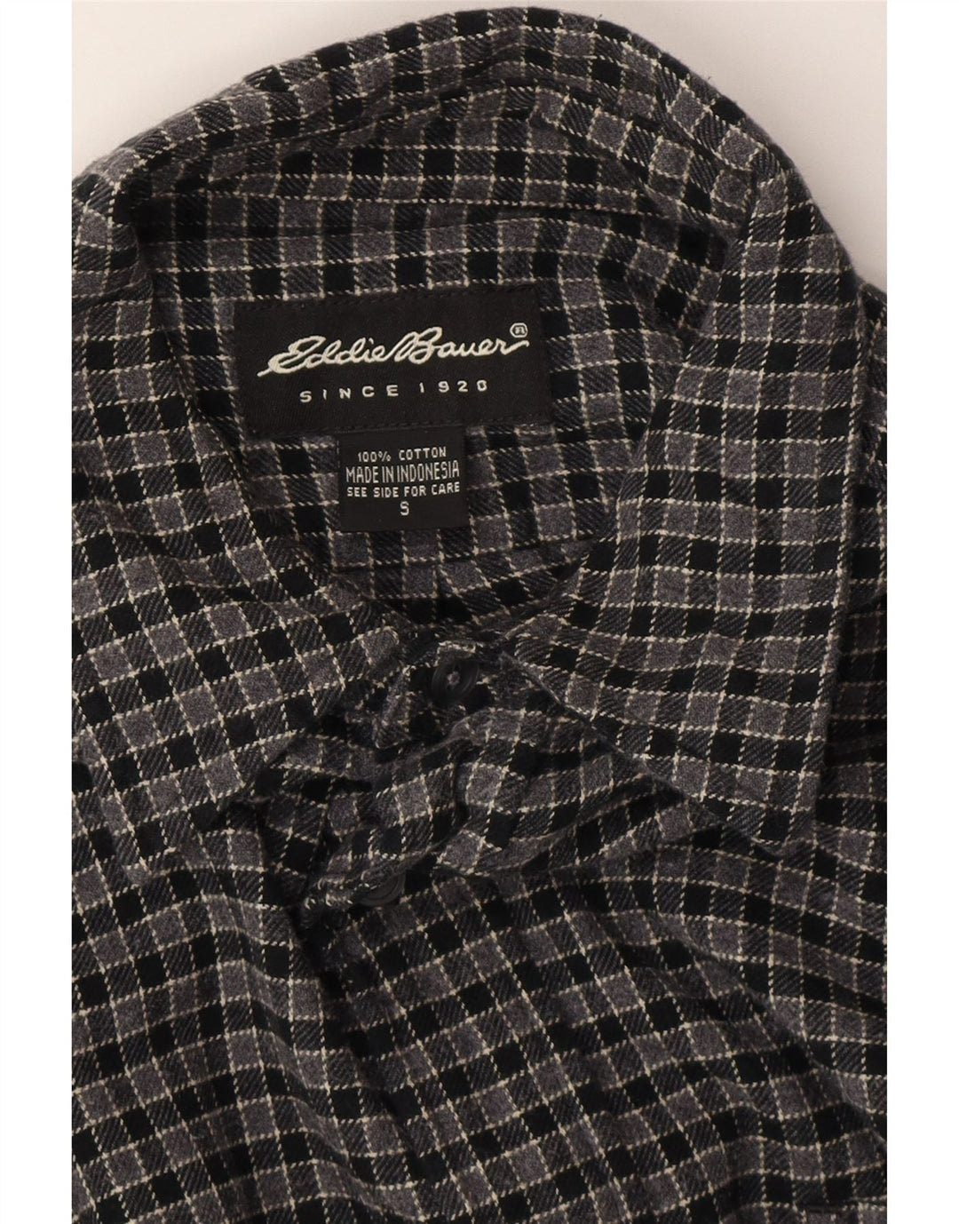 EDDIE BAUER Camicia da uomo in flanella di cotone a quadri piccoli grigi
