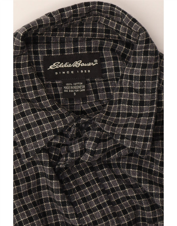 EDDIE BAUER Camicia da uomo in flanella di cotone a quadri piccoli grigi