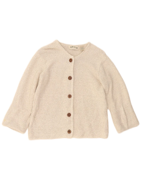 Maglione cardigan con maniche a 3/4 da donna Orvis UK 10 piccolo cotone beige