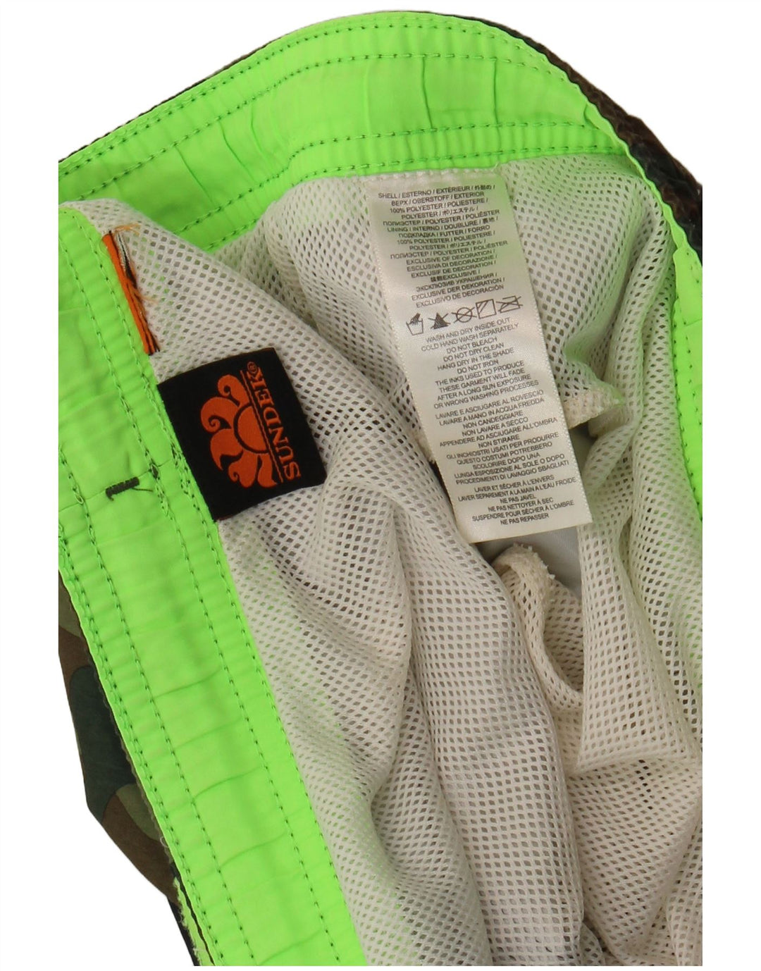 Pantaloncini da bagno da uomo Sundek grandi in poliestere mimetico kaki